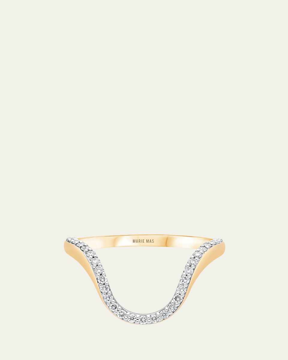 Aura 18K Yellow Gold Half Pavé Diamond Ring